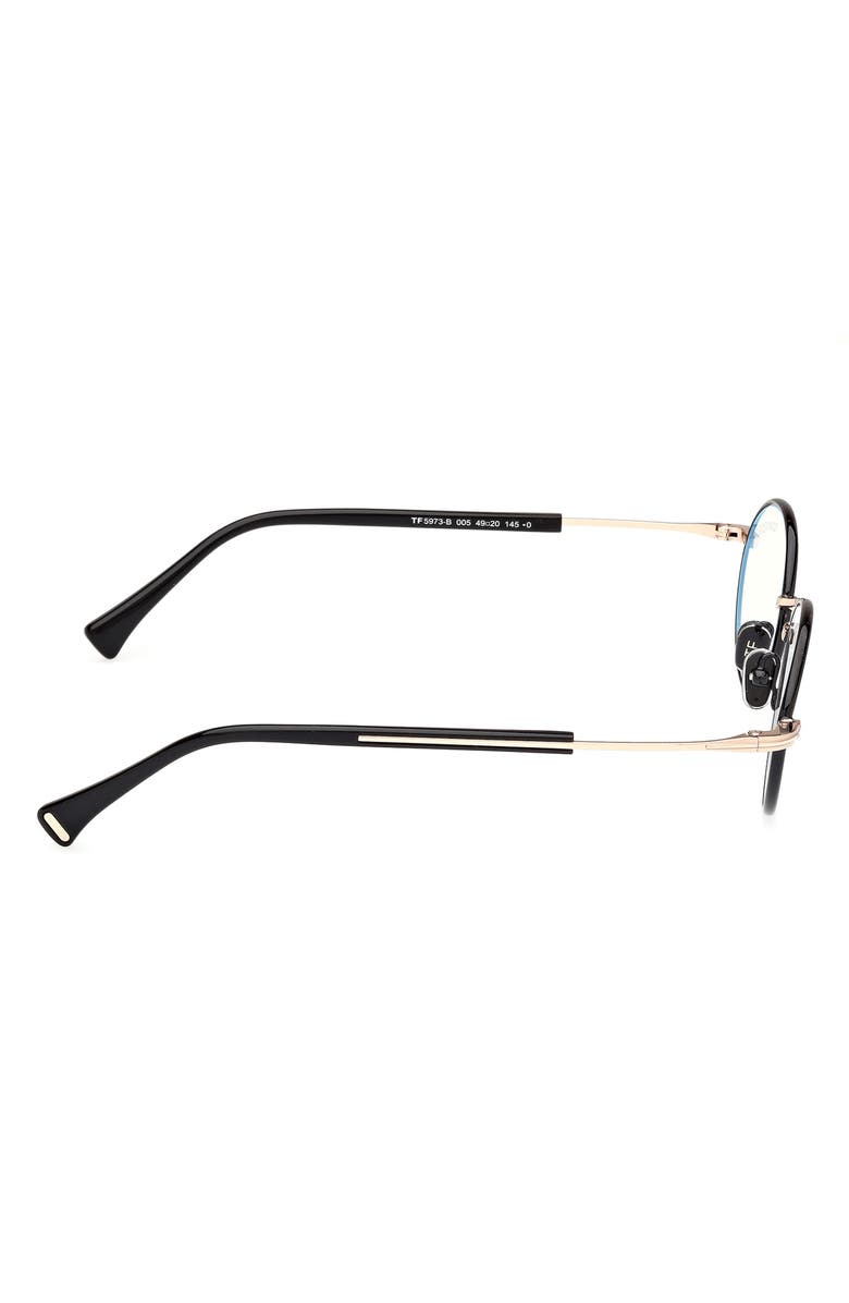 TOM FORD 49mm Round Blue Light Blocking Optical Glasses, Alternate, color, 