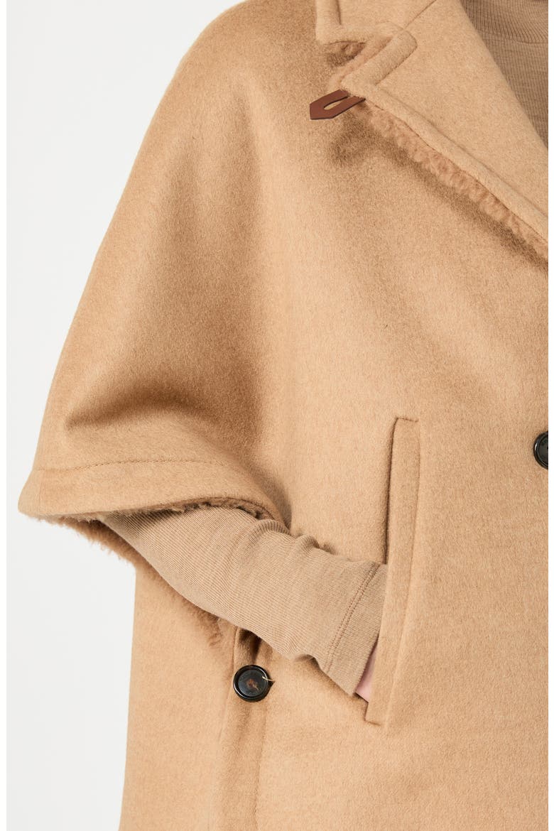 Double Breasted Wool Blend Cape, Alternate, color, CAMEL