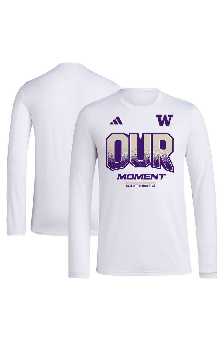 adidas Unisex adidas White Washington Huskies 2024 On-Court Bench Our Moment Long Sleeve T-Shirt, Alternate, color,