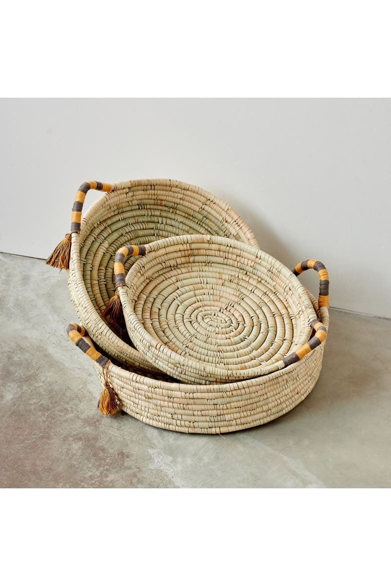 Peach Banded Betty Tray with Tassel, Alternate, color, Natural - Large