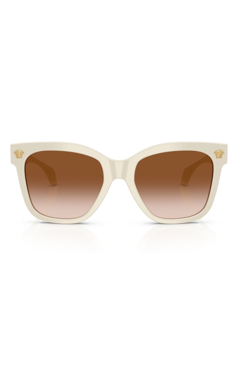 Versace 55mm Square Sunglasses, Main, color, White Talc / Brown Gradient