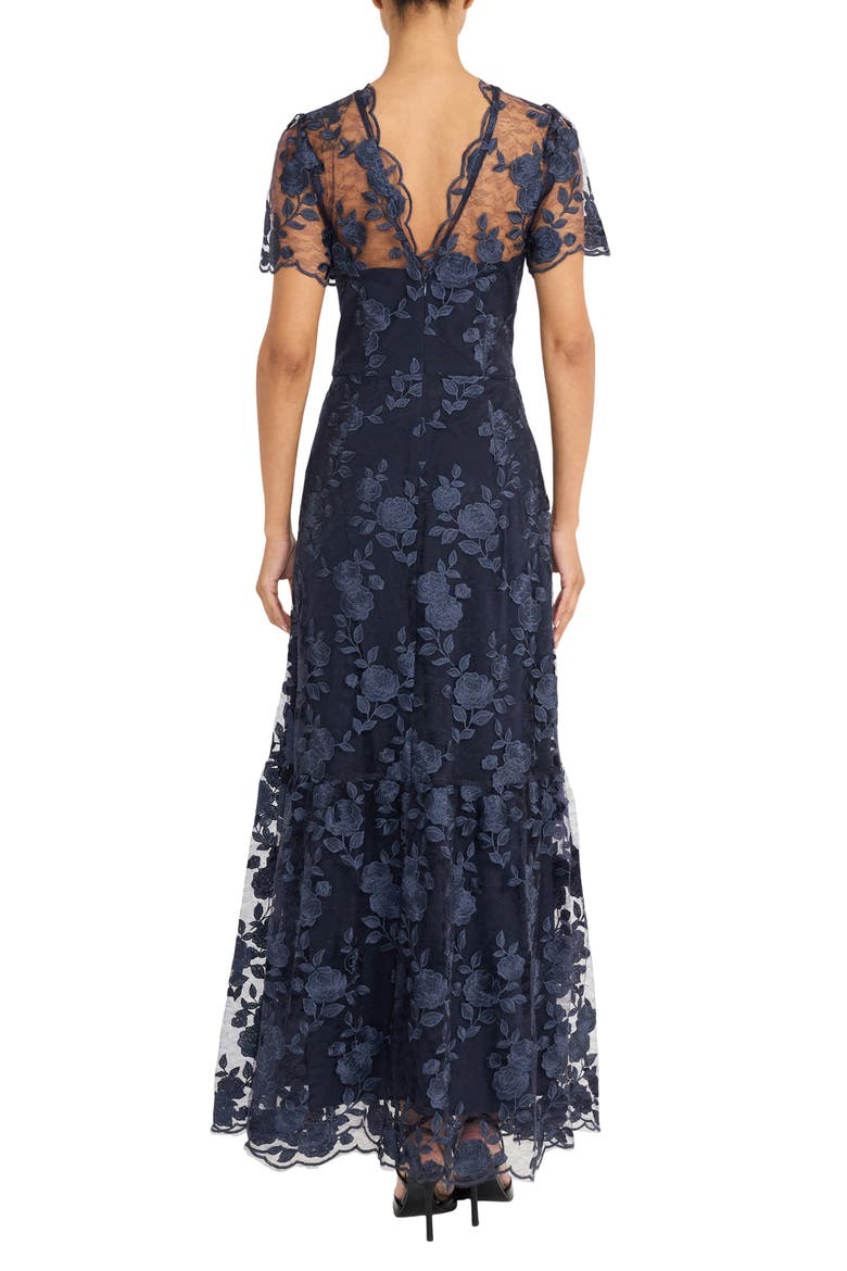 Embroidered Tiered Gown, Alternate, color, TWILIGHT NAVY