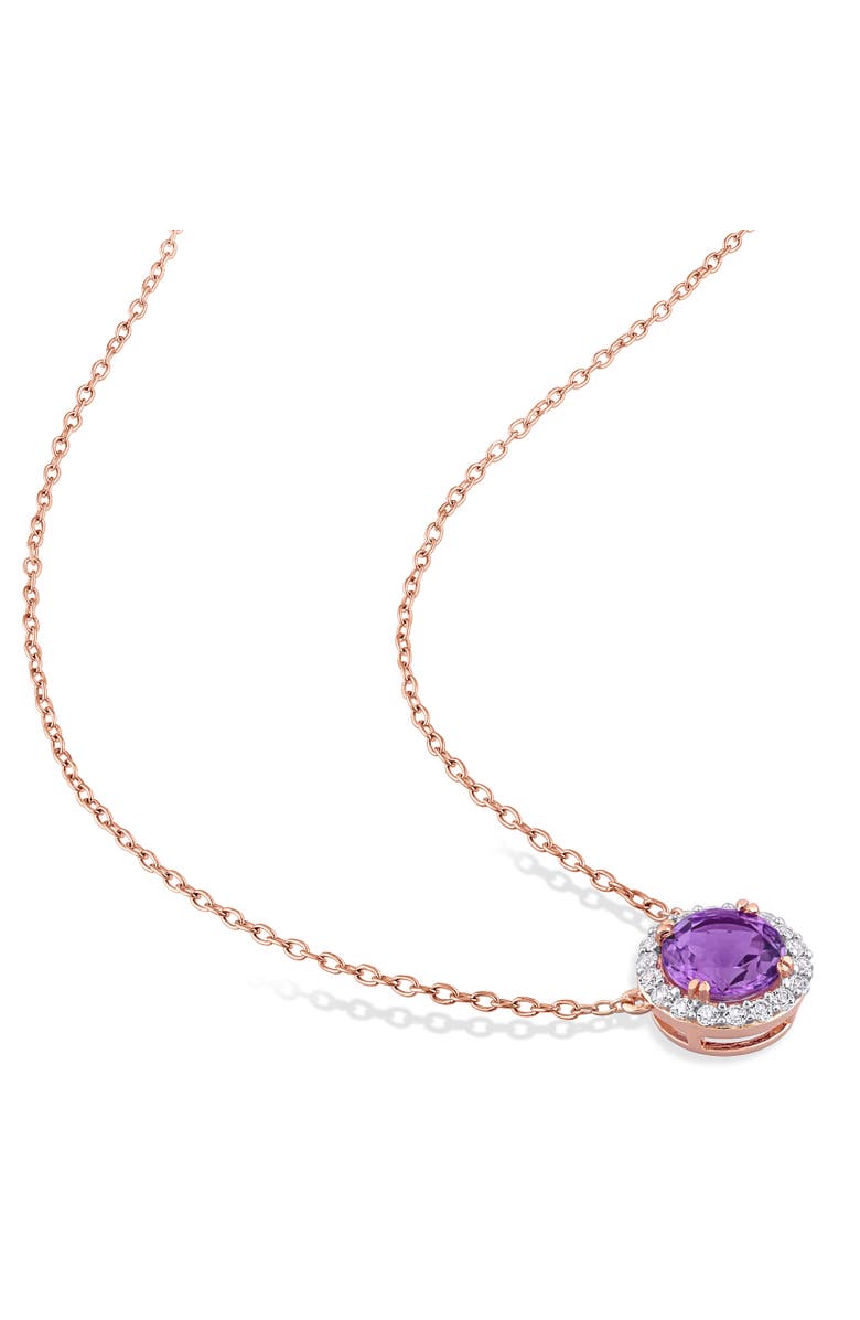 Julianna B. Gemstones Halo Necklace Plated-Silver, Alternate, color, Amethyst/Rose-Plated