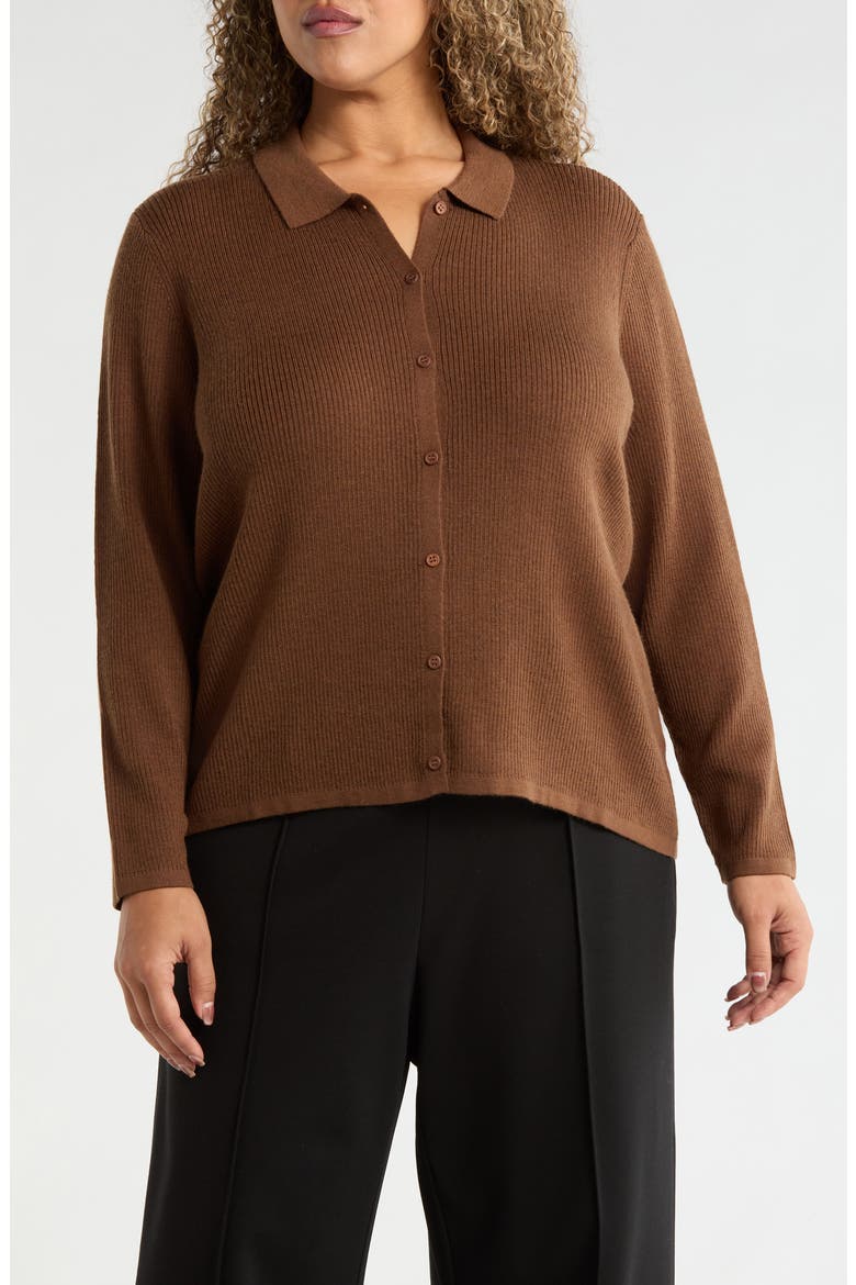 Merino Wool Cardigan, Main, color, MAHOGANY