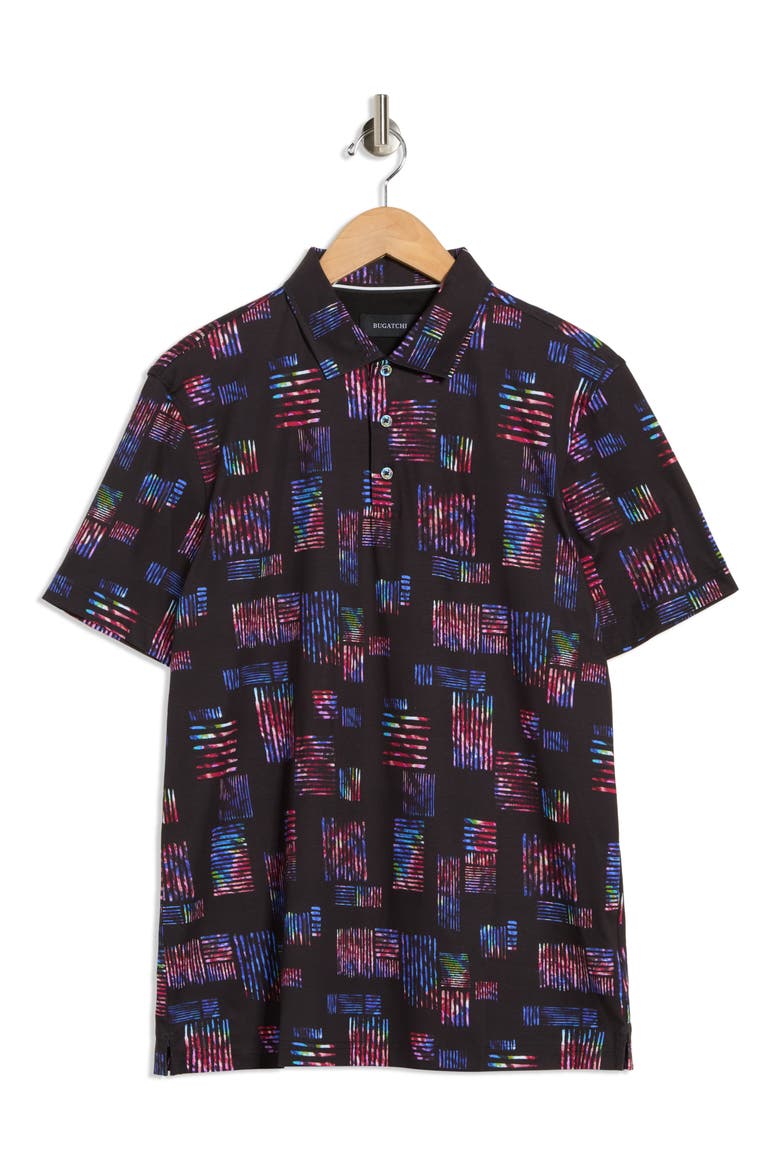 Abstract Knit Polo, Alternate, color, HEATHERED BLACK