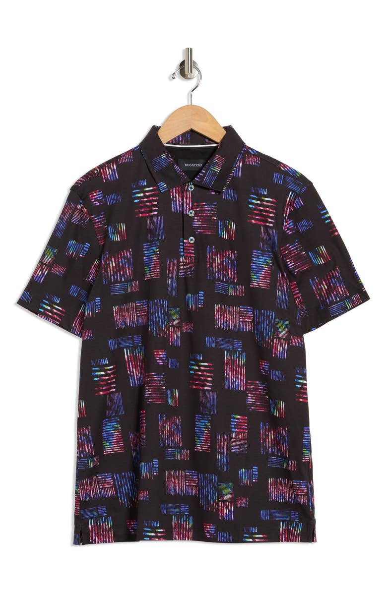 Bugatchi Abstract Knit Polo, Main, color, Heathered Black