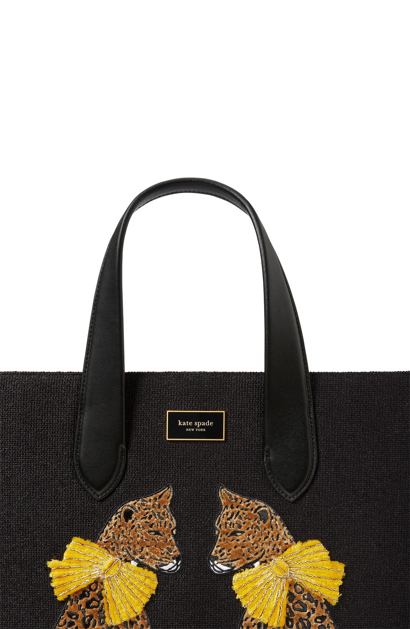 Kate Spade New York Manhattan Lady Leopard Embroidered Tote, Alternate, color, 