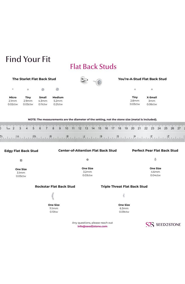 Seed2Stone Center-of-Attention Flat Back Stud, Alternate, color, White Gold