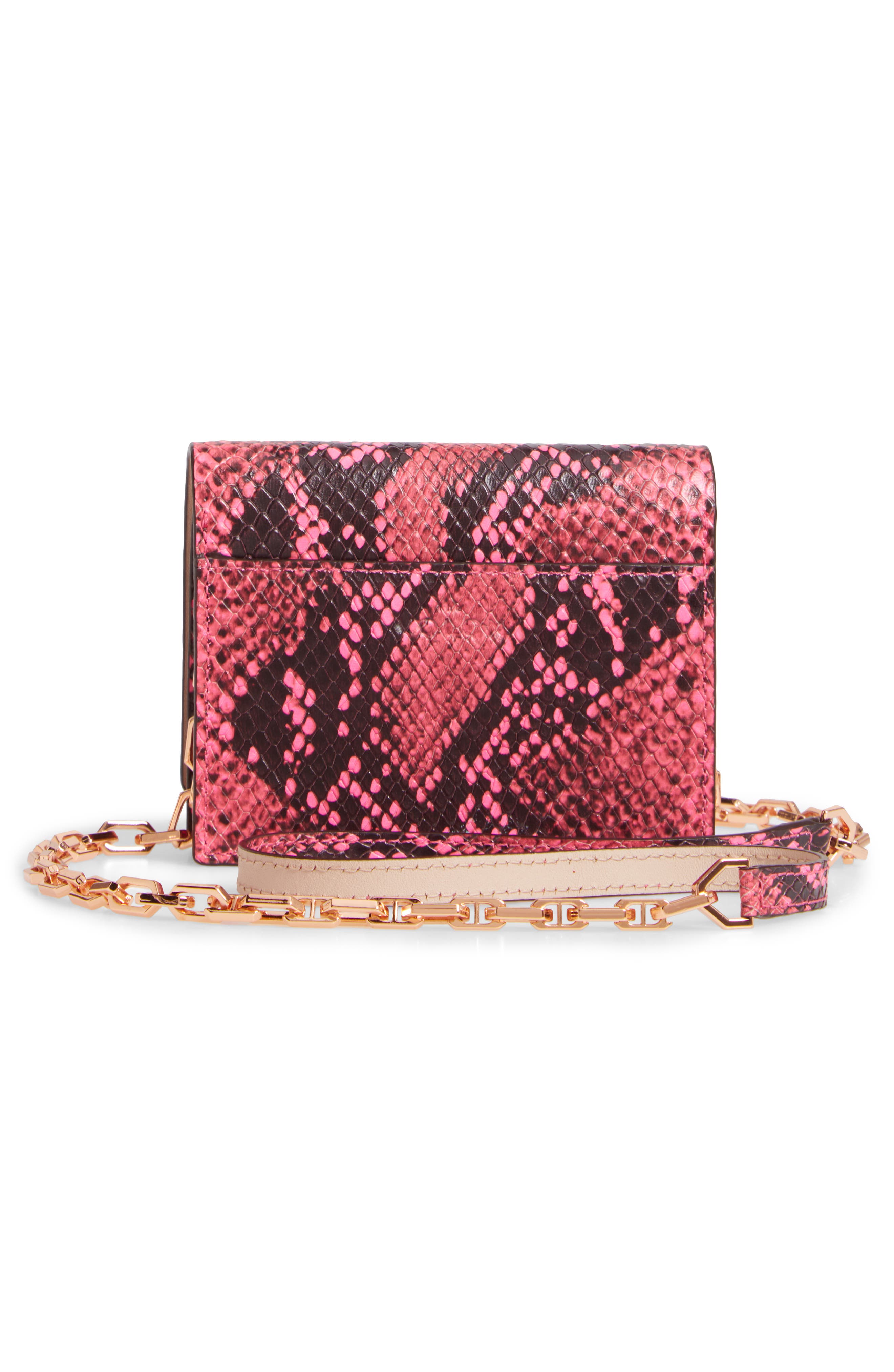 the VOLON PO Pocket Embossed Leather Wallet on a Chain, Alternate, color, 