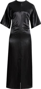 LOULOU DE SAISON Ruby Fitted Linen & Silk Satin Dress