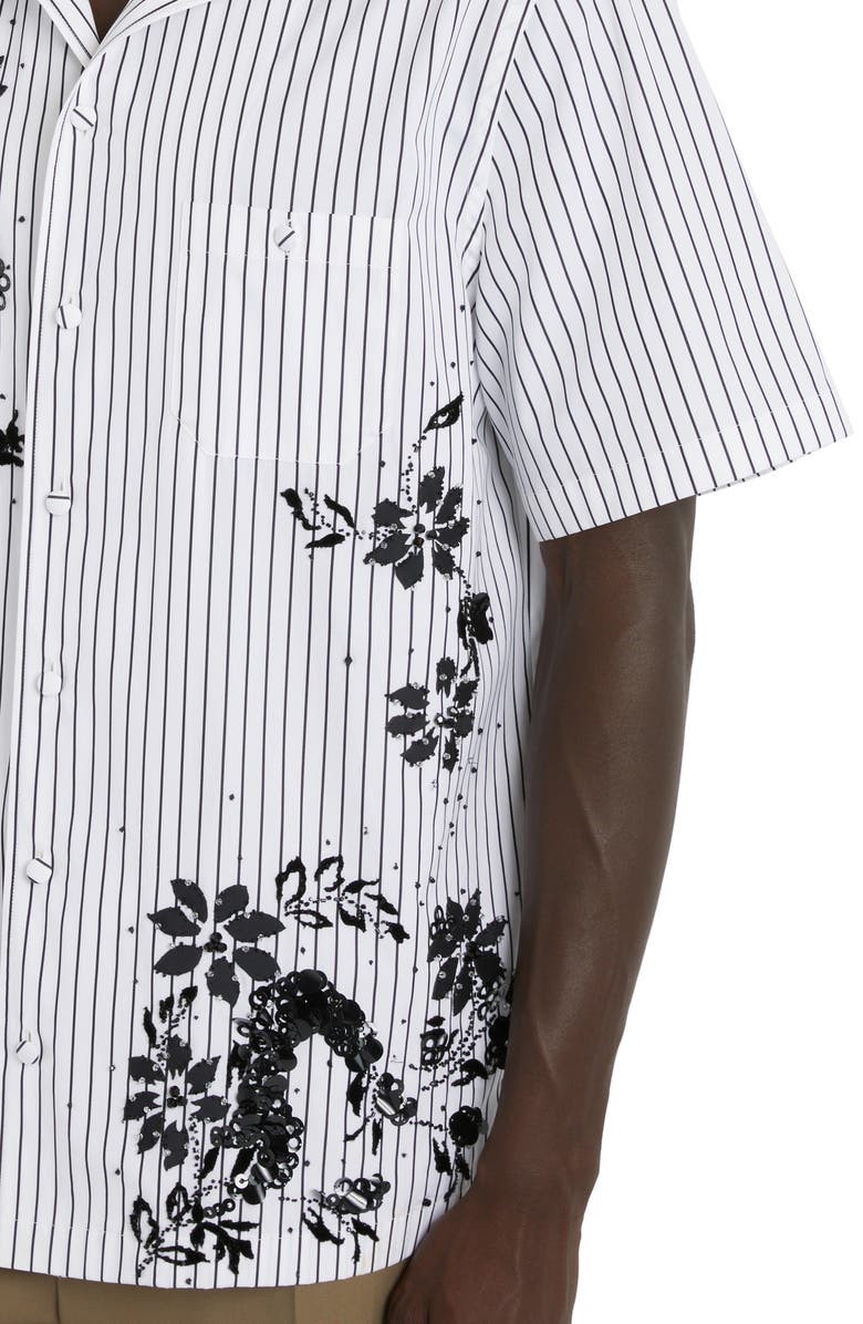 Dolce&Gabbana Floral Stripe Embellished Camp Shirt, Alternate, color, 