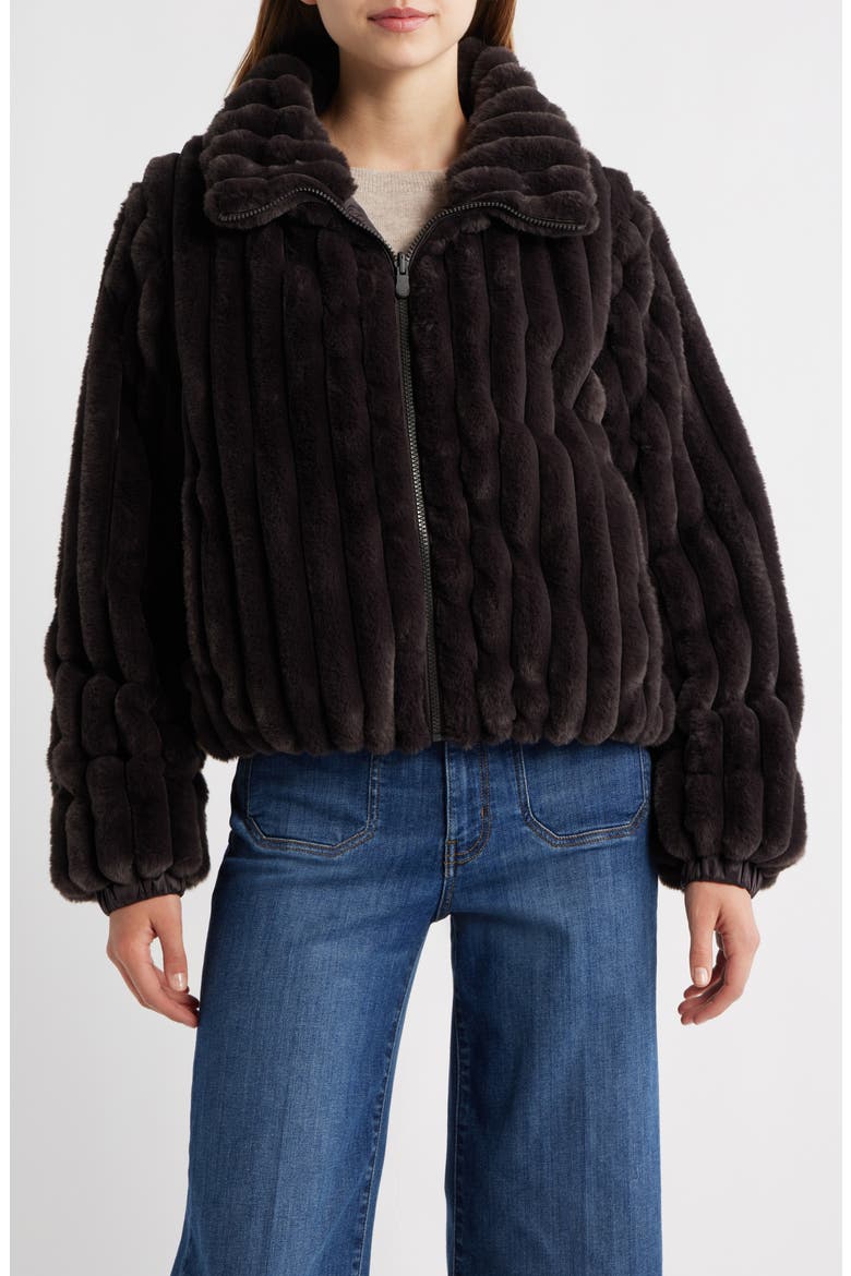 Elina Faux Fur Jacket, Main, color, BROWN BLACK
