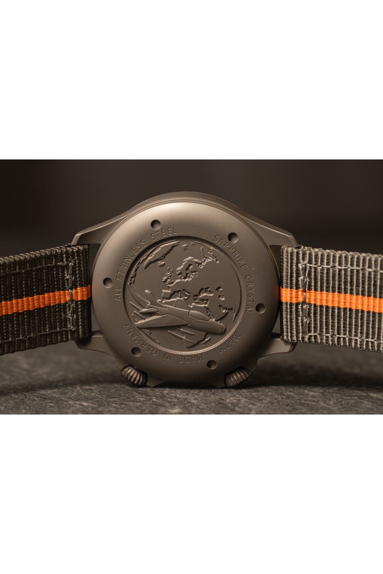 Frankfurt 40 MM, GMT, Gray Dial,  Black Fibertech Strap, Automatic Watch, Alternate, color, Gray, Black and Orange