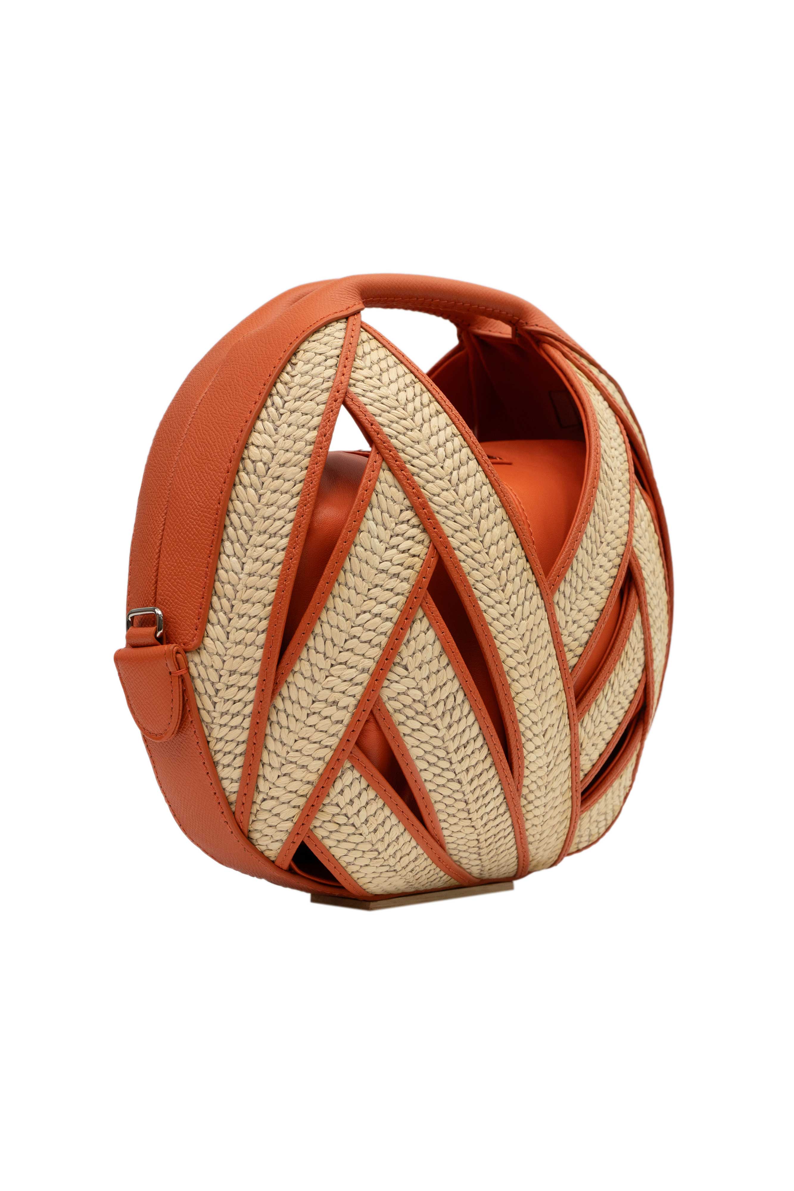 PERRIN PARIS Le Petit Panier Xbody Raphia Flame, Alternate, color, Raphia Beige / Flamme