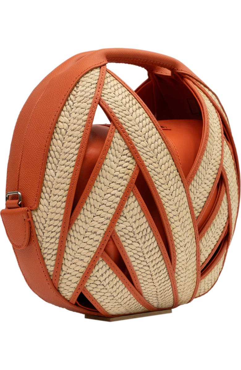 PERRIN PARIS Le Petit Panier Xbody Raphia Flame, Alternate, color, Raphia Beige / Flamme