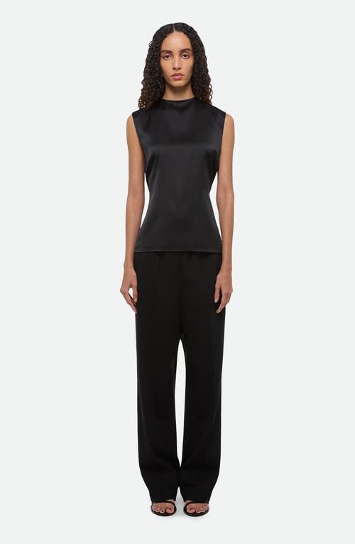 Helmut Lang Scarf Drape Detail Reversible Silk Top In Black