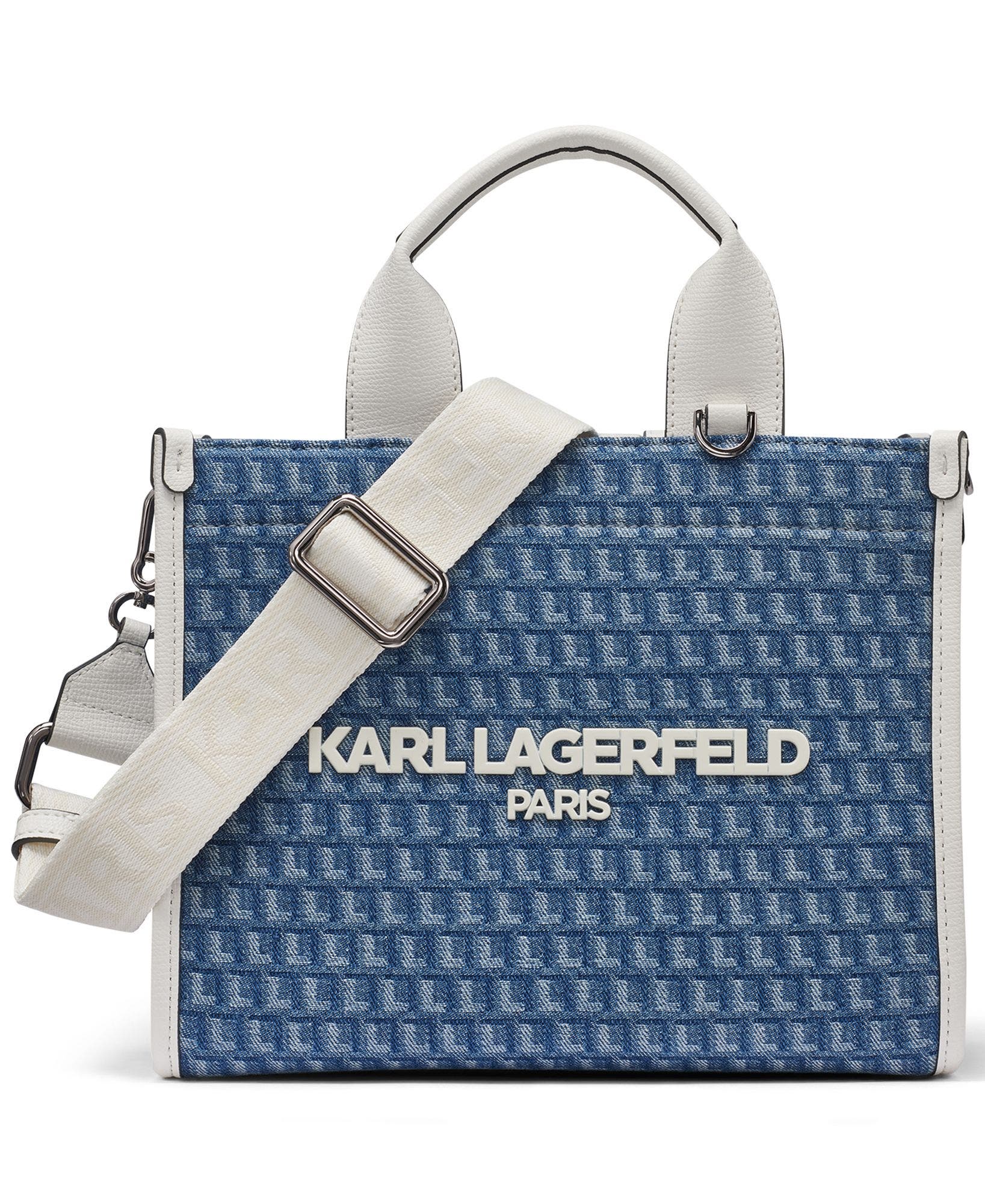 Kristina Denim Jacquard Tote, Main, color, Denim/White