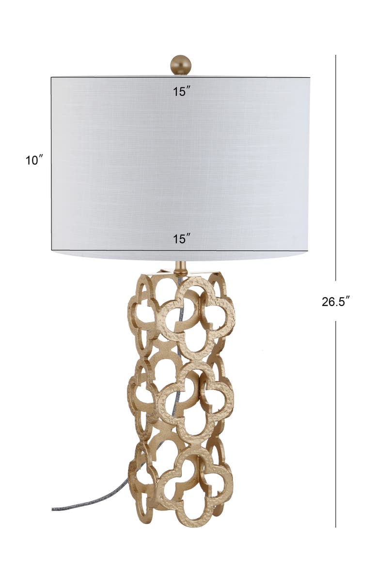 JONATHAN Y Oliver 26.5" Metal Quatrefoil LED Table Lamp, Gold, Alternate, color, Gold