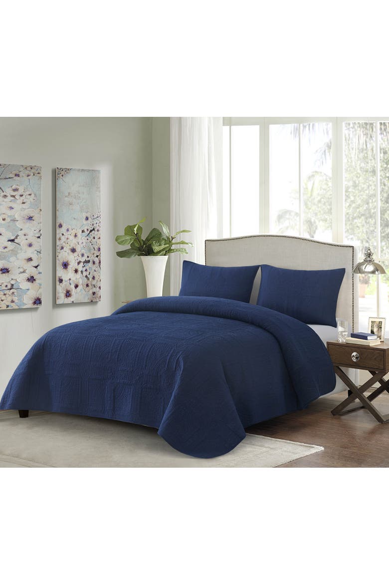 Courtyard Navy Bedding Quilt Collection Sets, Main, color, Blue
