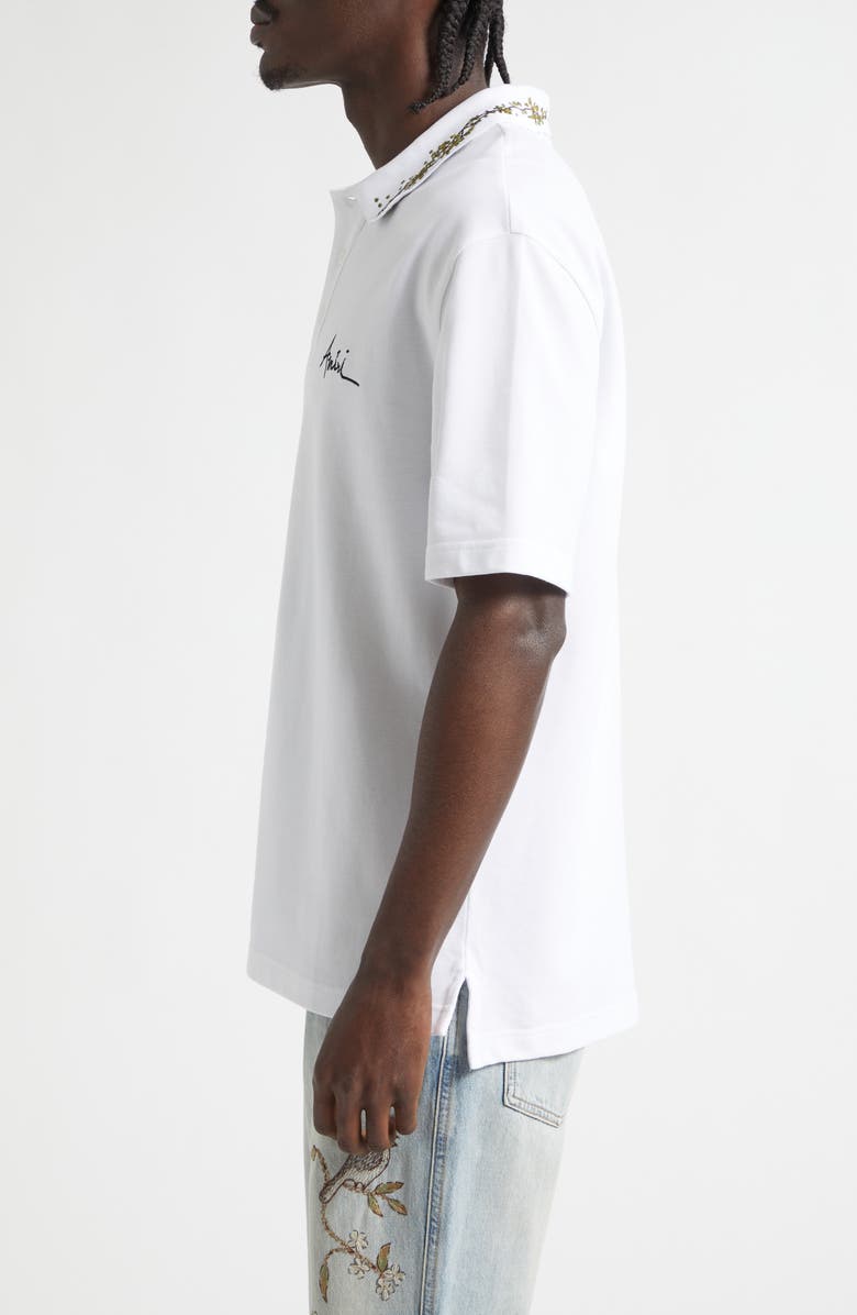 AMIRI Embroidered Collar Polo, Alternate, color, White Archived