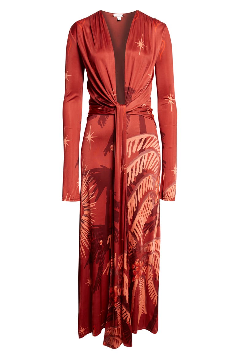 long sleeve coral maxi dress Coral Viscose Maxi Dress: Long Sleeve Kaftan with Pockets
