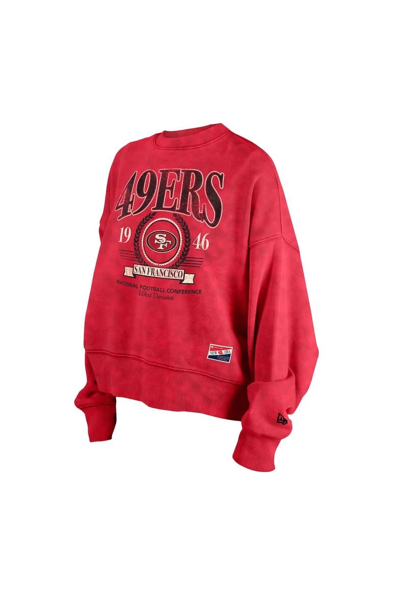 Women's New Era Scarlet San Francisco 49ers Throwback Boxy Sweatshirt, Alternate, color, Scarlet