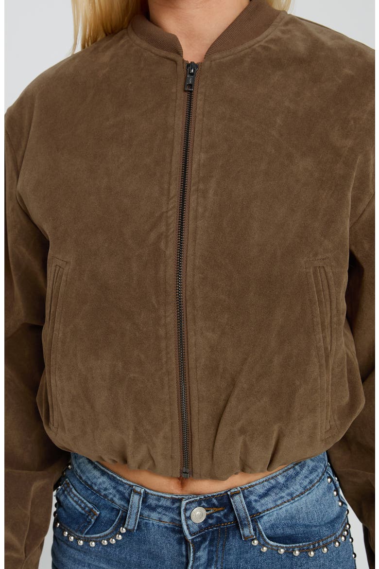 Jessalyn Faux Sude Jacket, Alternate, color, BROWN