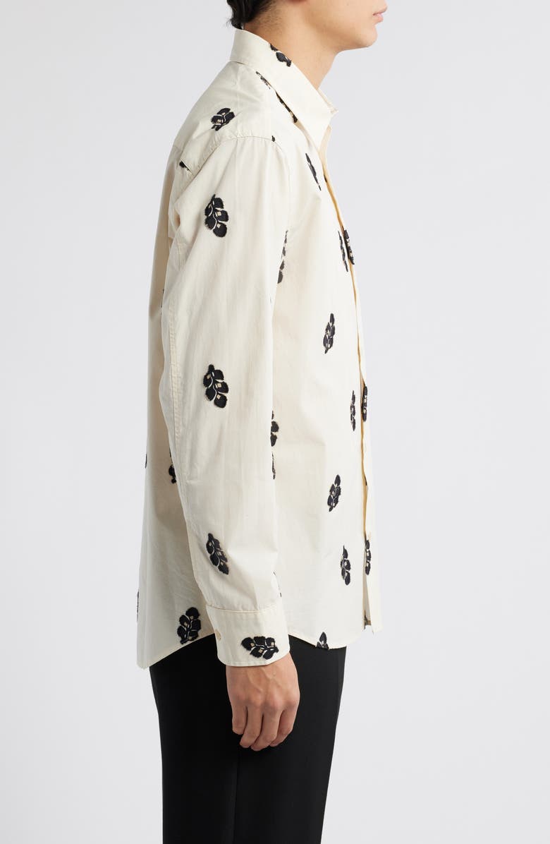 NN07 Freddy 5737 Leaf Jacquard Organic Cotton Button-Up Shirt, Alternate, color, Ivory