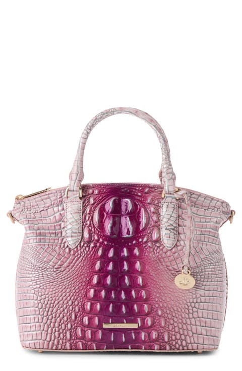 Large Duxbury Croc Embossed Leather Satchel