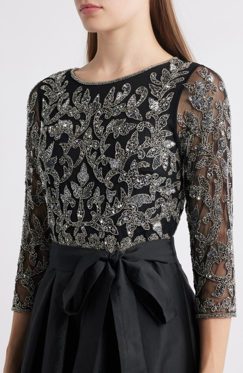 Pisarro Nights Sequin Bodice Gown, Alternate, color, Black/ Silver