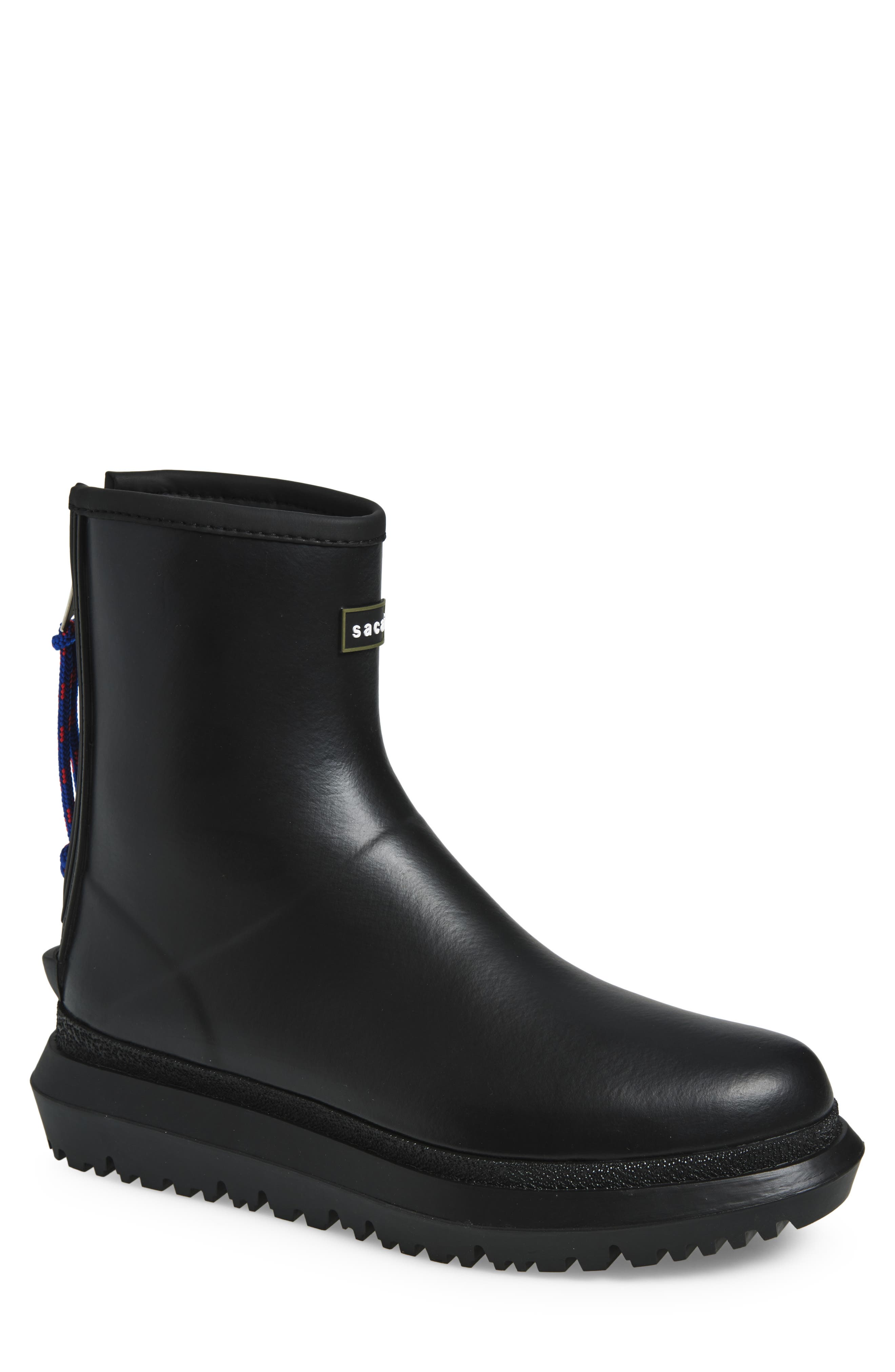 Sacai Rubber Waterproof Rain Boot, Main, color, Black
