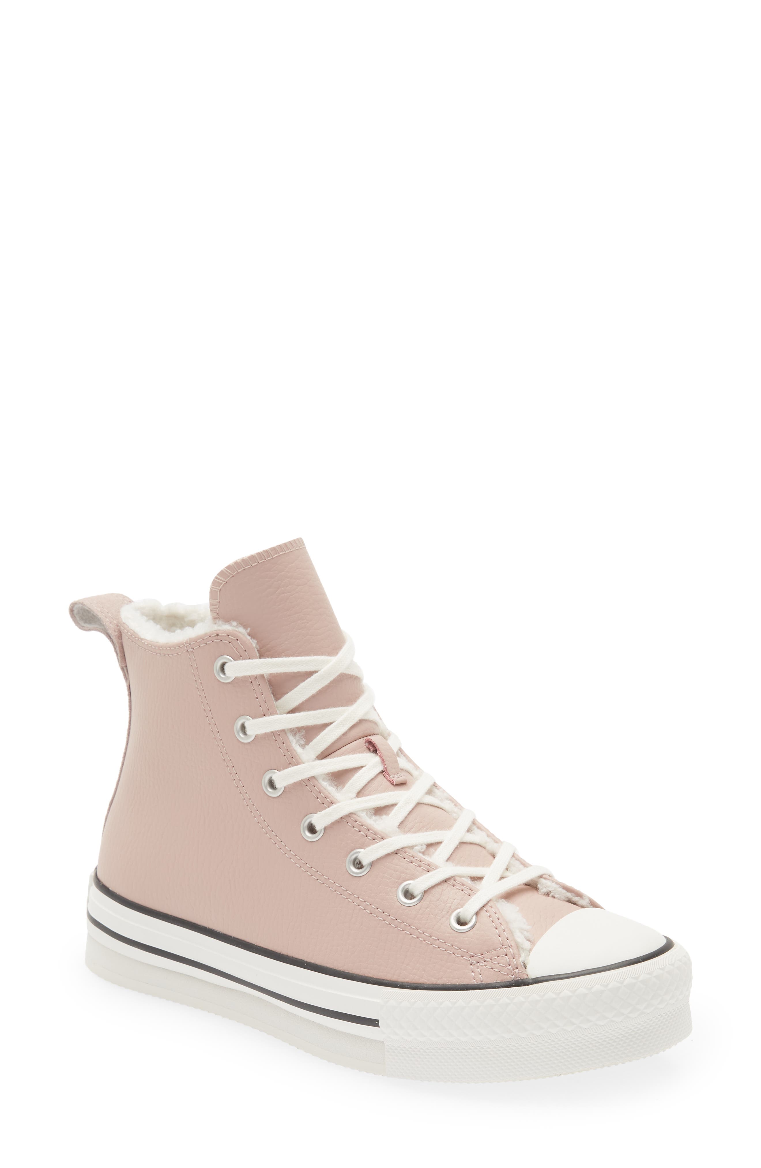 Converse Kids' Chuck Taylor<sup>®</sup> All Star<sup>®</sup> Eva Lift Faux Fur Lined High Top Sneaker, Main, color, 