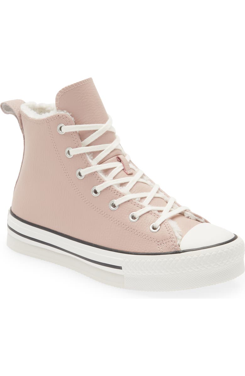 Converse Kids' Chuck Taylor<sup>®</sup> All Star<sup>®</sup> Eva Lift Faux Fur Lined High Top Sneaker, Main, color,