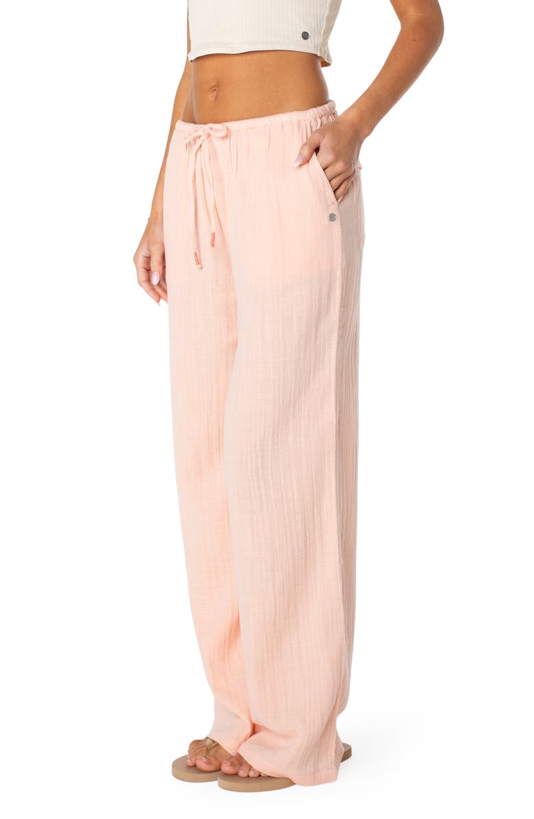 Roxy Iyla Cotton Crinkle Gauze Wide Leg Pants, Alternate, color, Tropical Peach