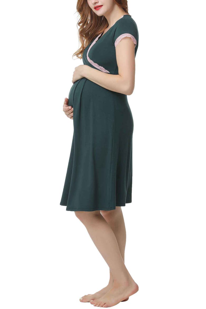 Jenny Maternity/Nursing Nightgown, Alternate, color, Forest Green