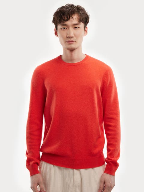 Cashmere outlet Club Room Luxury Men’s Crewneck Sweater Orange L