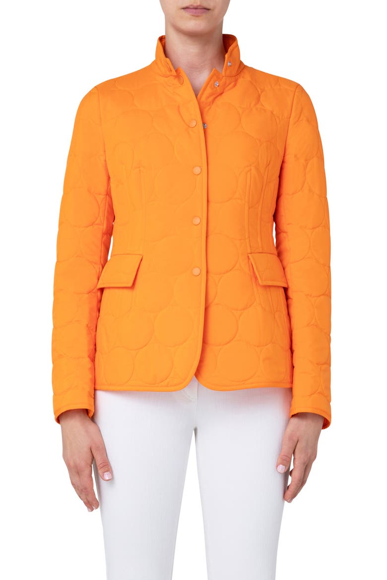 Circle Quilted Stand Collar Jacket, Main, color, ORANGE