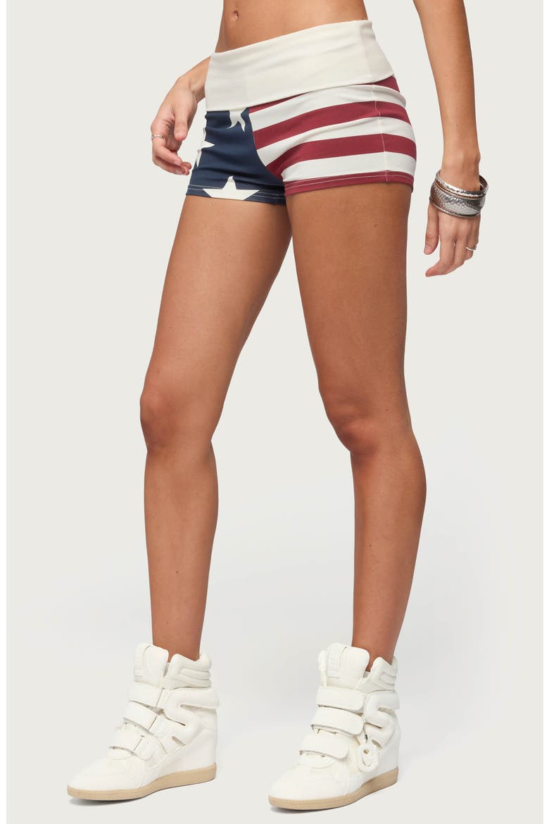 USA Foldover Shorts, Alternate, color, CREAM