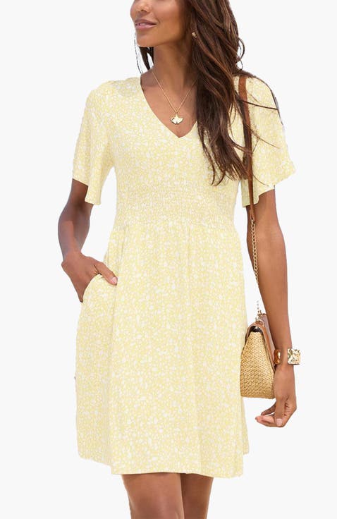 Women's Floral Flutter Sleeve Dress