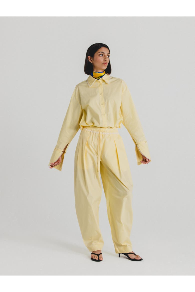 Cotton Poplin Pants, Alternate, color, Butter Yellow