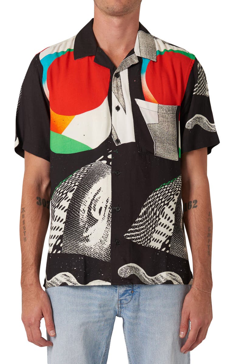 NEUW DENIM Turrell Art Print Camp Shirt, Main, color, 
