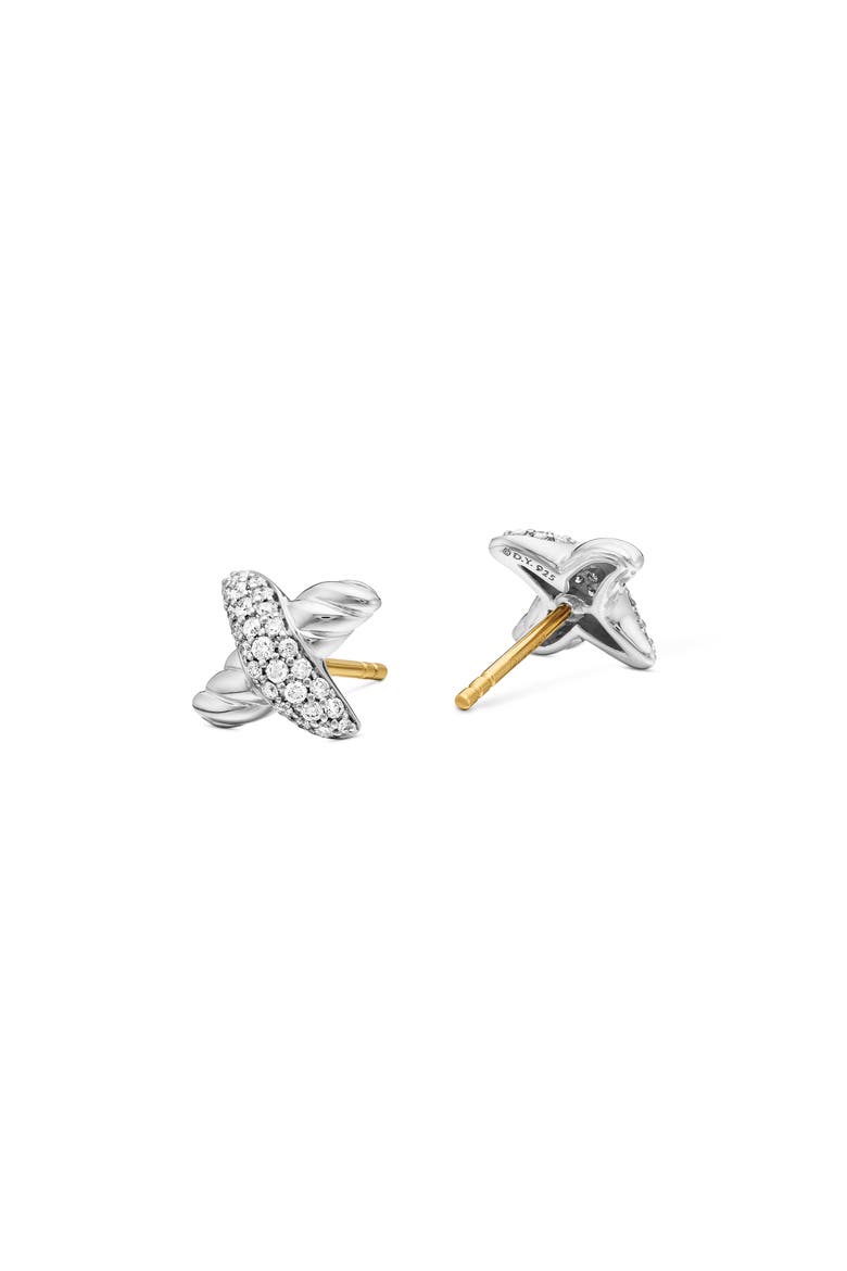 X Stud Earrings with Diamonds, Alternate, color, DIAMOND