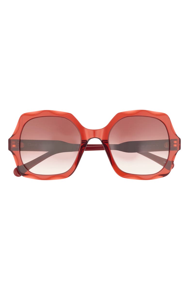 Chloé 53mm Square Sunglasses, Main, color, Red Red Brown