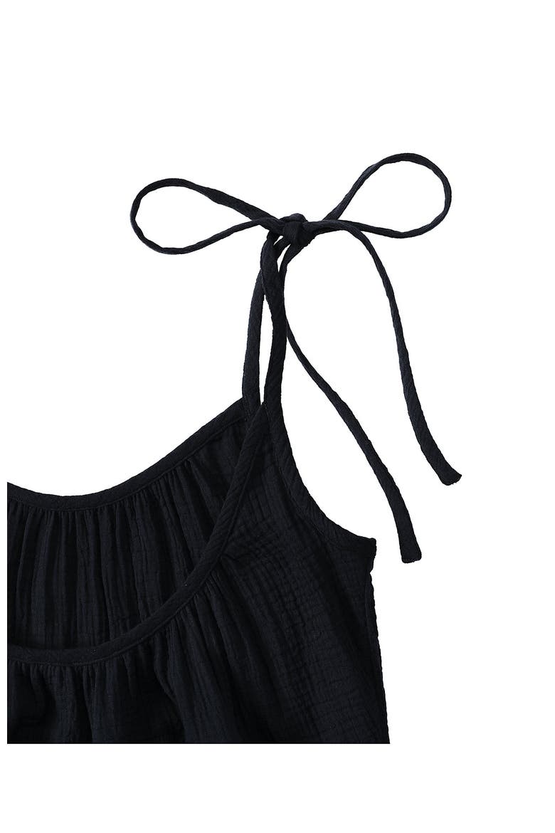 Plus Size Cotton Gauze Tiered Mini Cover-up Dress, Alternate, color, Black