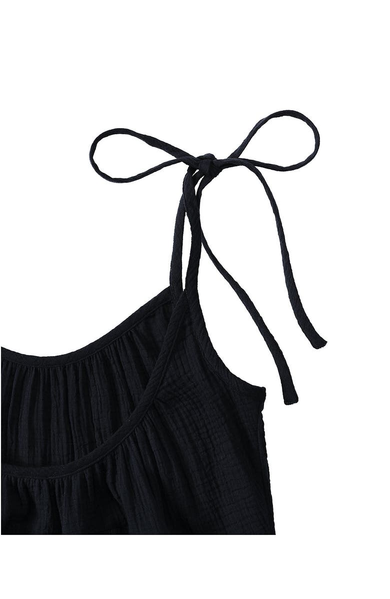 Lands
 End Cotton Gauze Metallic Tiered Mini Cover-up Dress, Alternate, color, Black