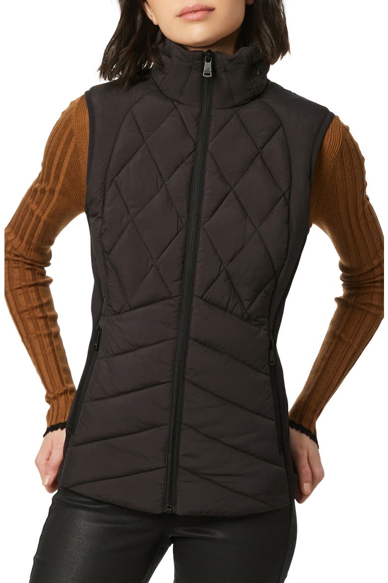 Bernadro Neoprene Quilted Vest, Main, color, BLACK