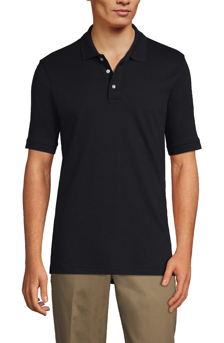 Lands' End School Uniform  Long Sleeve Interlock Polo Shirt, Main, color, Black