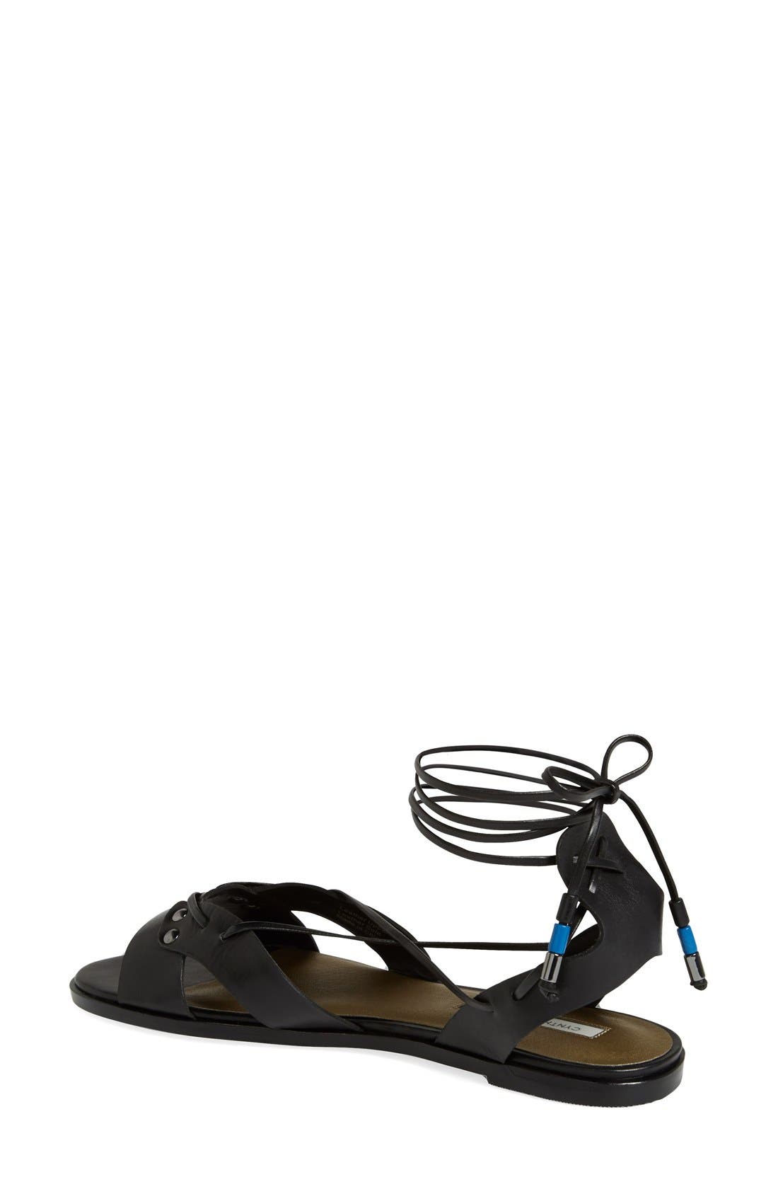 'Fantine' Leather Gladiator Sandal, Alternate, color, BLACK
