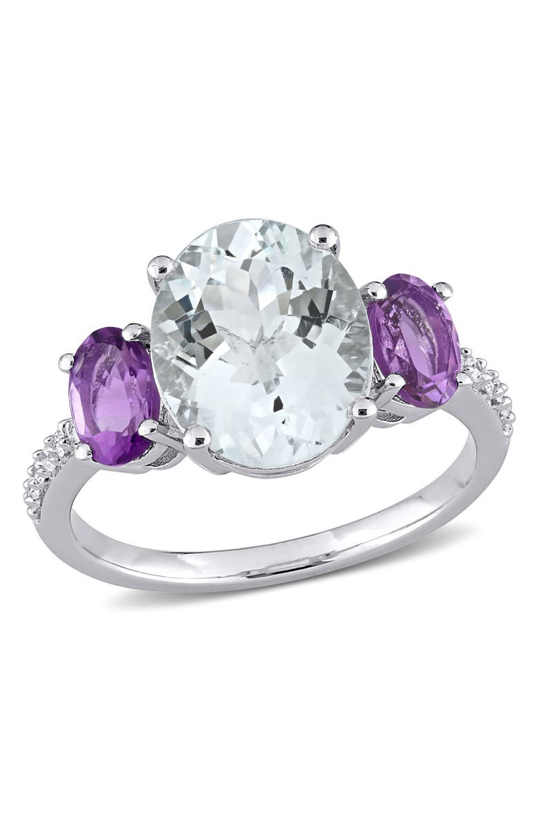 DELMAR Sterling Silver Ice Aquamarine & Amethyst Ring, Main, color, 