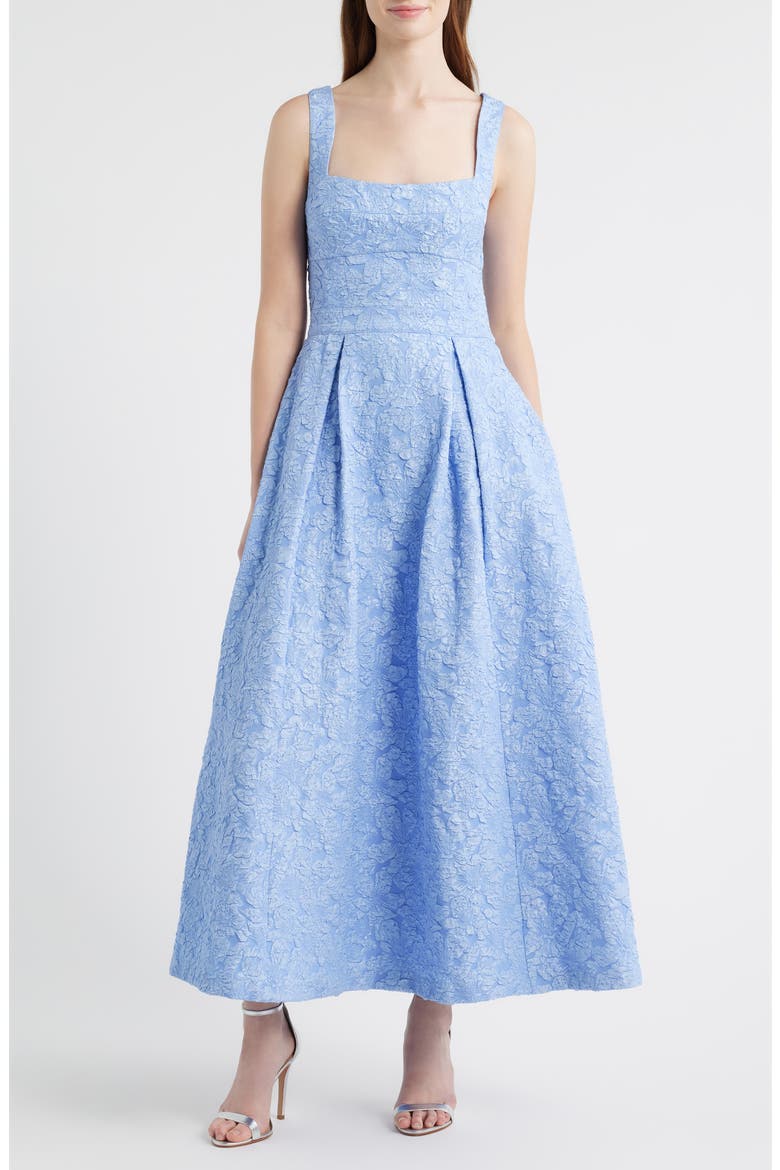 Floral Jacquard Gown, Main, color, BLUE ESCAPE